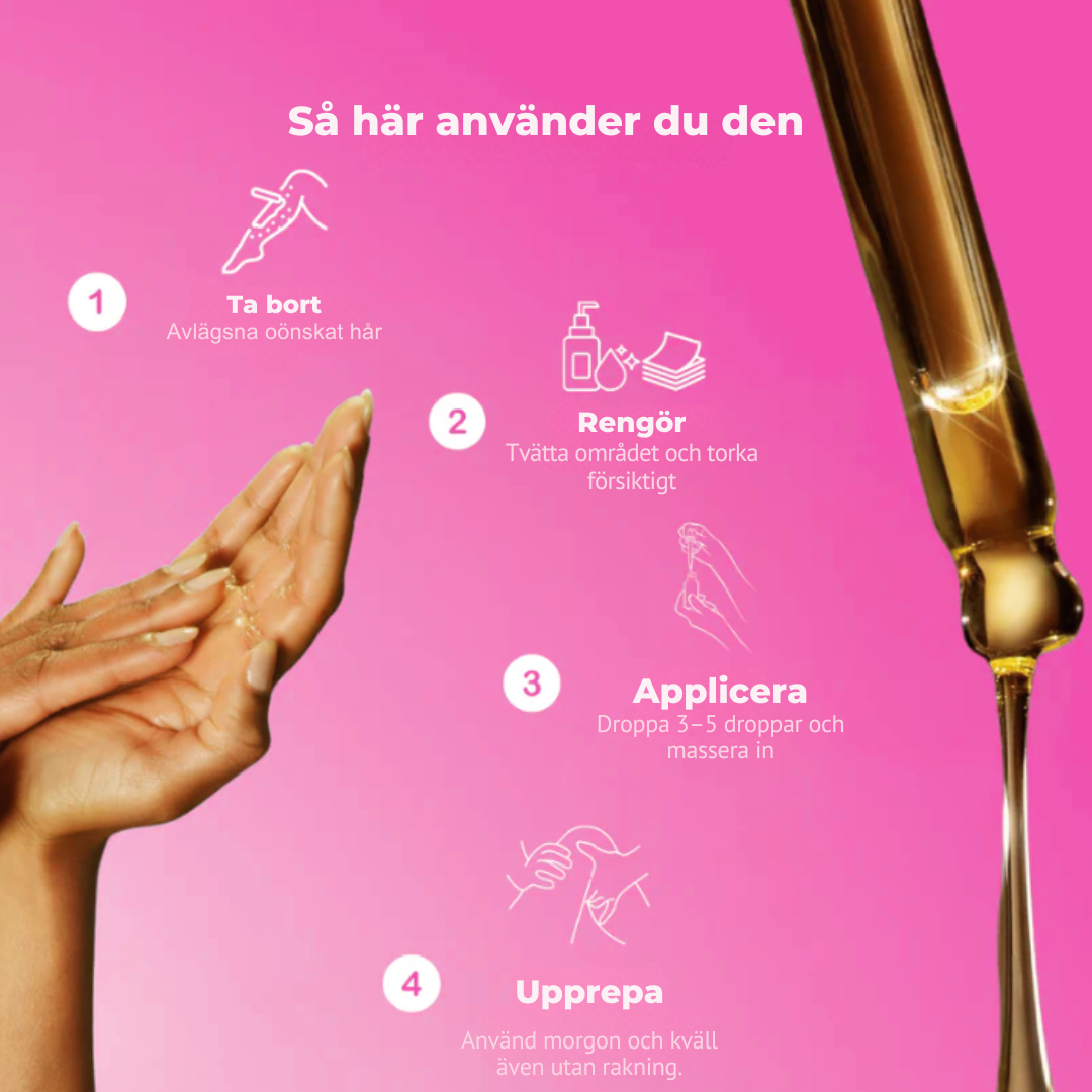 Hårborttagningsolja - Naturligt len hud utan rakhyveln