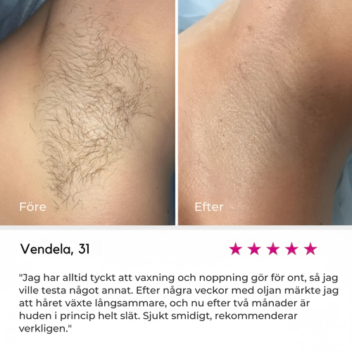 Hårborttagningsolja - Naturligt len hud utan rakhyvel